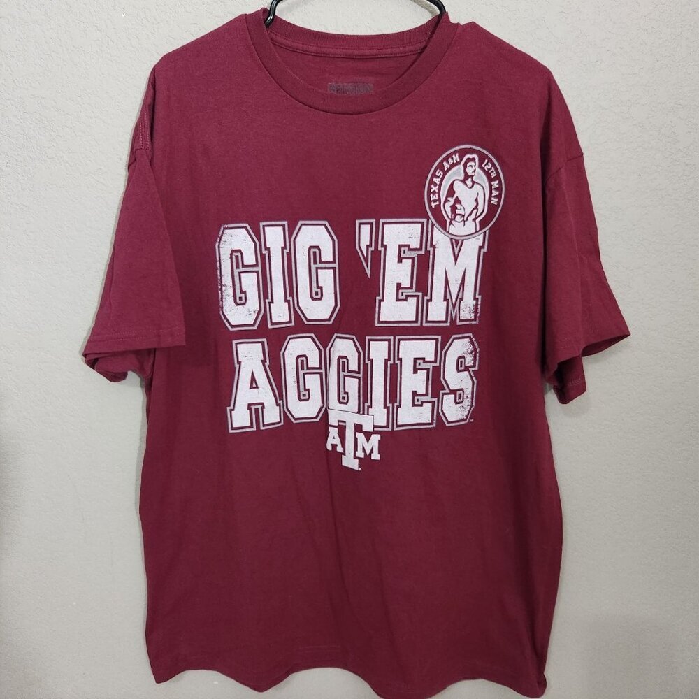 Section 101 Majestic Mens T-Shirt XL Maroon Texas A&M Gig Em Aggies Graphic